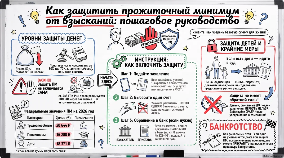 Как сохранить 50–100% зарплаты при удержаниях: инструкция по прожиточному минимуму