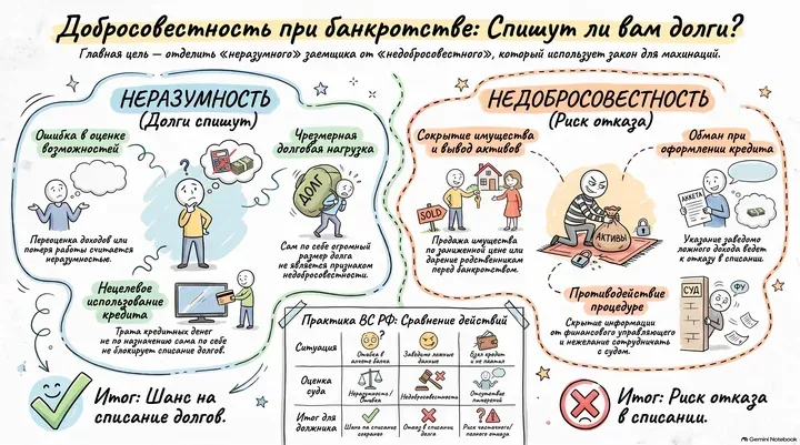 Добросовестность должника при банкротстве: что оценивает суд