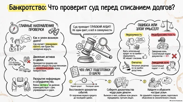Что проверяет суд перед списанием долгов при банкротстве