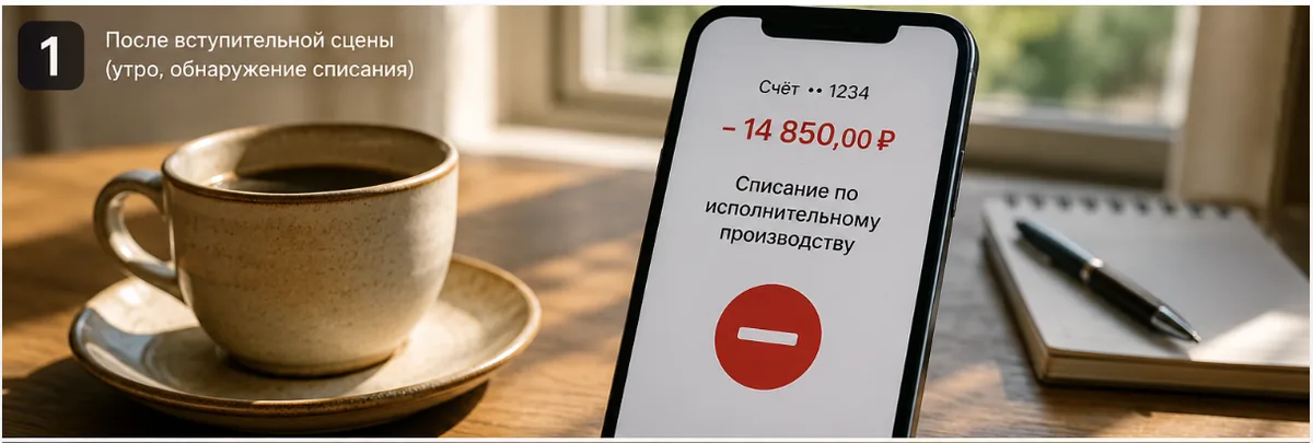 Списание по исполнительному производству в банковском приложении